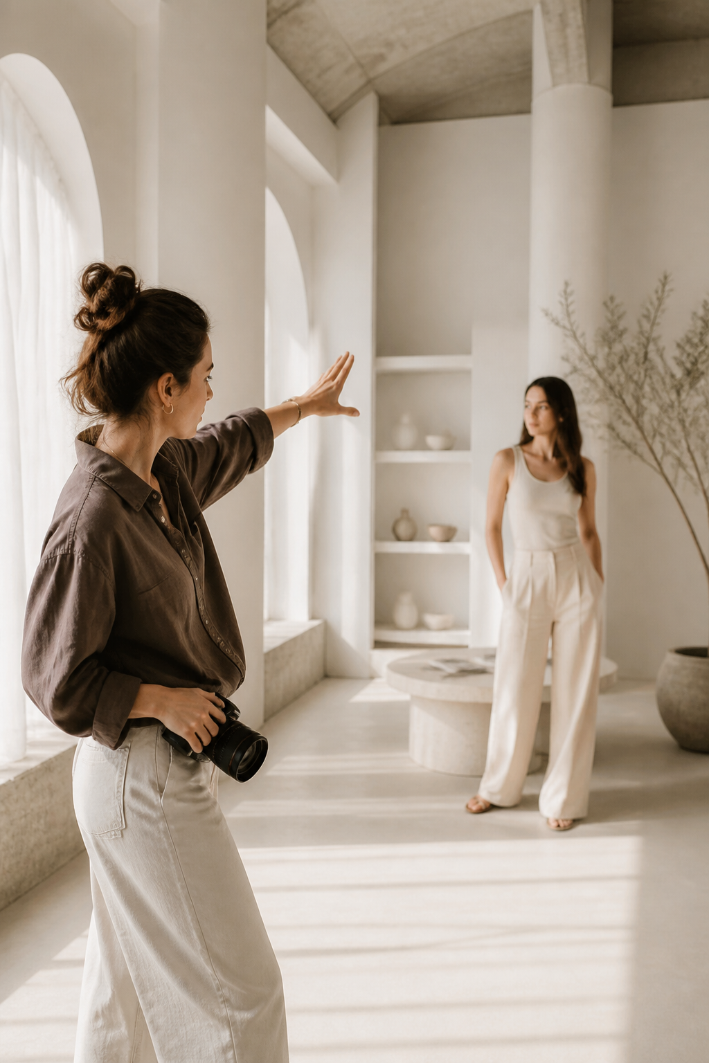 Lifestyle creator directing an editorial social shoot